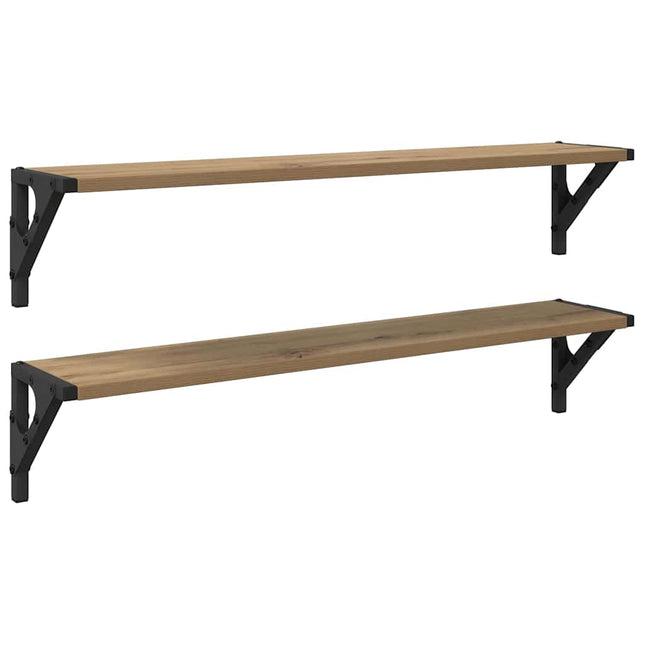 Væghylder med hylde 2 pcs Artisan Egetræ 80 x 15 x 15,5 cm