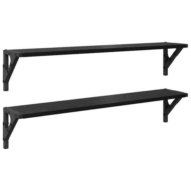 Væghylder 2 stk. Sort eg 80 x 15 x 15,5 cm Konstrueret træ