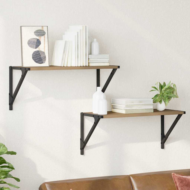 Væghylder med hylde 2 pcs Artisan Egetræ 60 x 25 x 25,5 cm