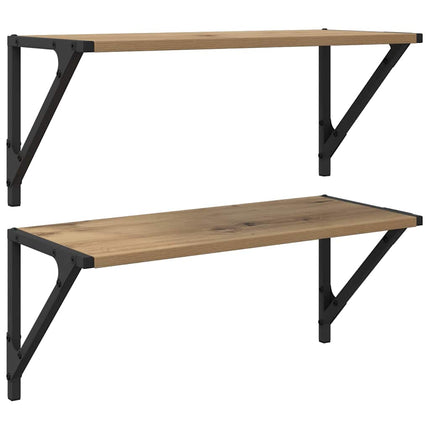 Væghylder med hylde 2 pcs Artisan Egetræ 60 x 25 x 25,5 cm