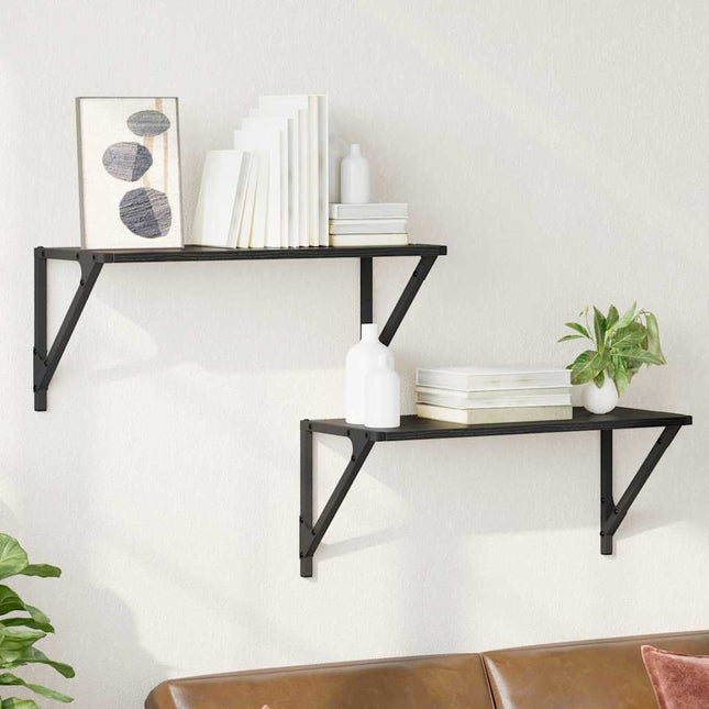Væghylder 2 stk. Sort eg 60 x 25 x 25,5 cm Konstrueret træ