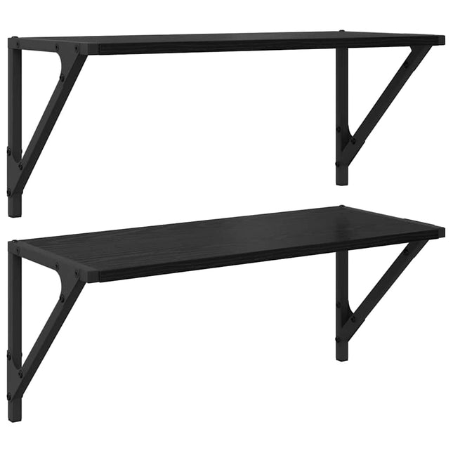 Væghylder 2 stk. Sort eg 60 x 25 x 25,5 cm Konstrueret træ