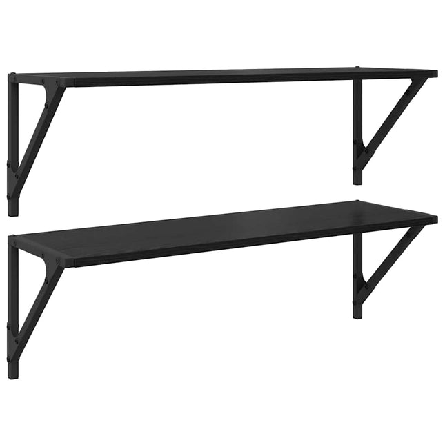 Væghylder 2 stk. Sort eg 80 x 25 x 25,5 cm Konstrueret træ