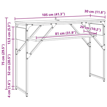 Konsolbord Sort eg Konstrueret træ 105x30x75cm