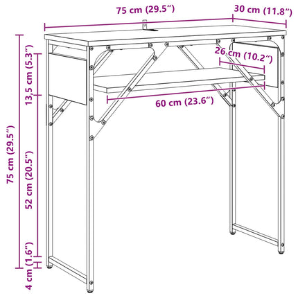 Konsolbord Sort eg Konstrueret træ 75x30x75cm