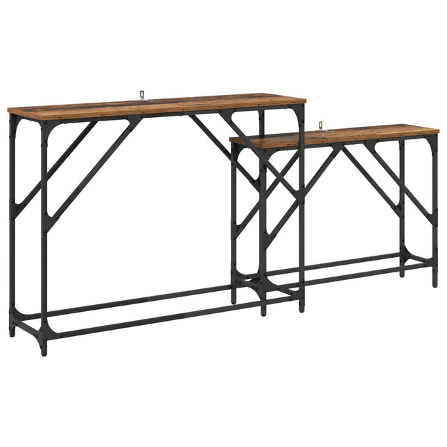 Konsolbord 2 stk. Gammelt træ 100 x 28 x 75 cm Konstrueret træ