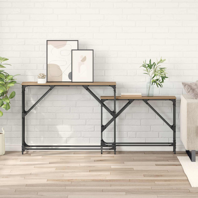 Konsolbord 2 stk. Artisan Egetræ 100 x 28 x 75 cm