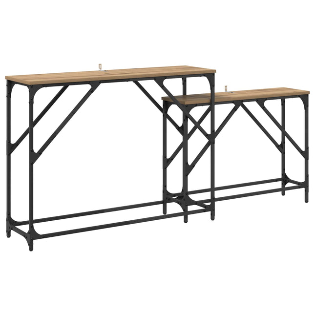 Konsolbord 2 stk. Artisan Egetræ 100 x 28 x 75 cm