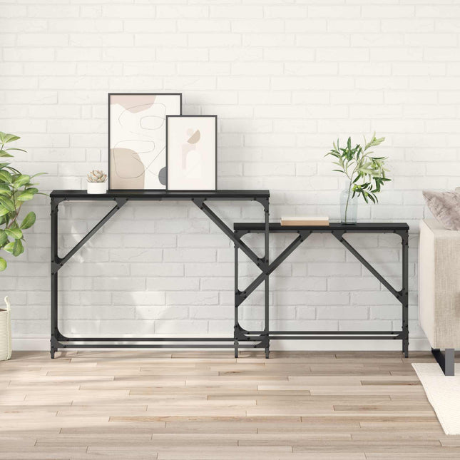 Konsolbord 2 stk. Sort eg 100 x 28 x 75 cm Konstrueret træ