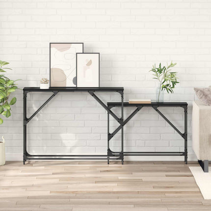 Konsolbord 2 stk. Sort eg 100 x 28 x 75 cm Konstrueret træ
