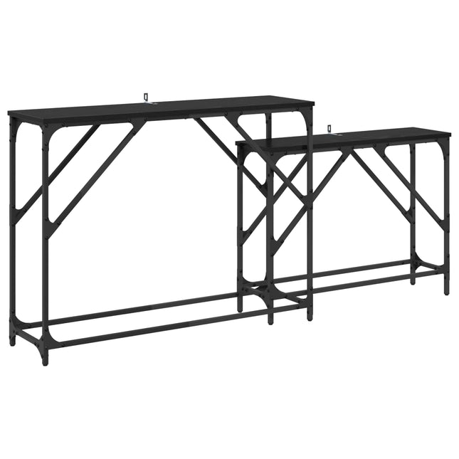 Konsolbord 2 stk. Sort eg 100 x 28 x 75 cm Konstrueret træ