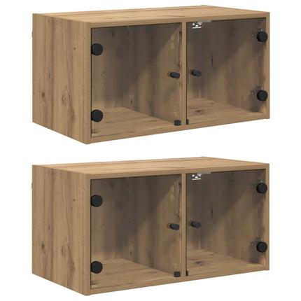Væggeskabe 2 stk. 68 x 37 x 35 cm Konstrueret træ