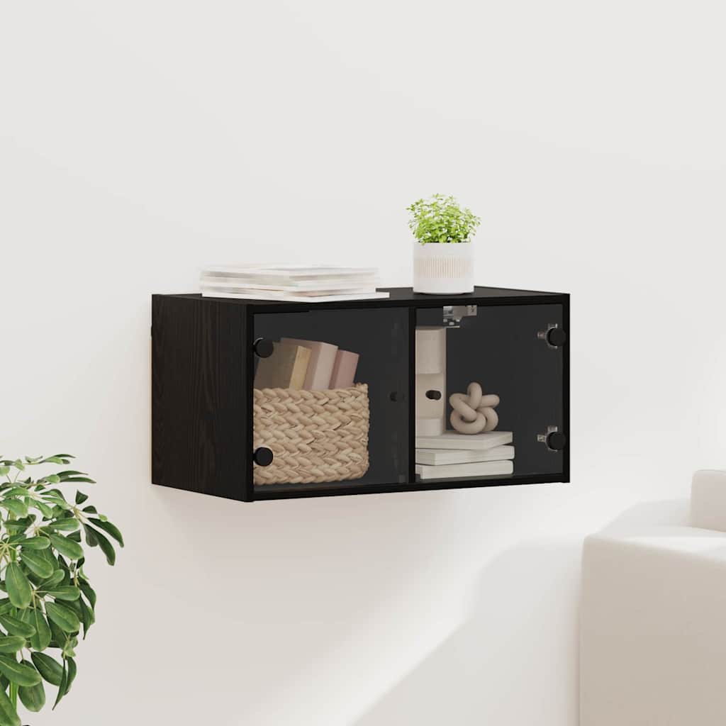 Vægskab Vægmonteret Sort eg 68 x 37 x 35 cm Konstrueret træ
