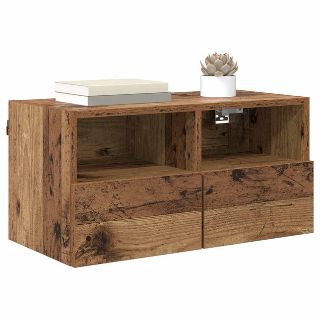 TV Væghylder 2 pcs Gammelt træ 60 x 30 x 30 cm Konstrueret træ