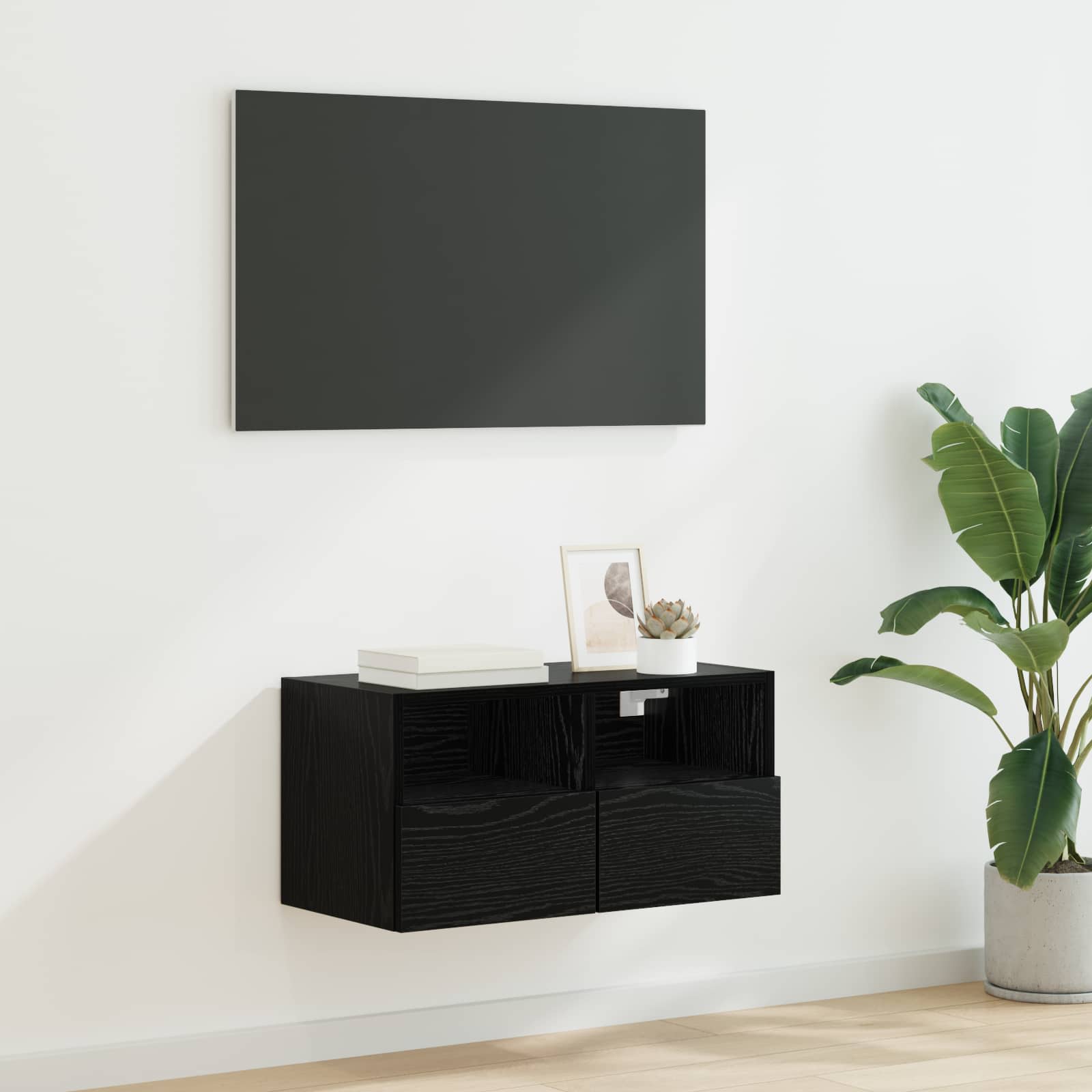 TV vægskab Vægmonteret Sort eg 60 x 30 x 30 cm Konstrueret træ