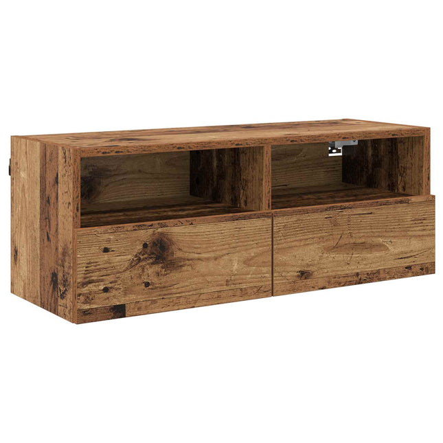 TV vægskab 80 x 30 x 30 cm Gammelt træ Konstrueret træ