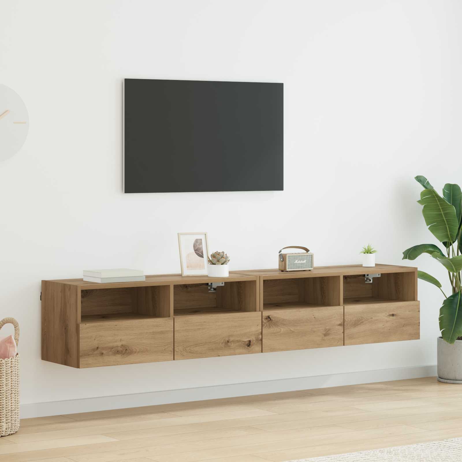 TV Væghylder Vægmonteret 2 pcs Artisan Egetræ 80 x 30 x 30 cm