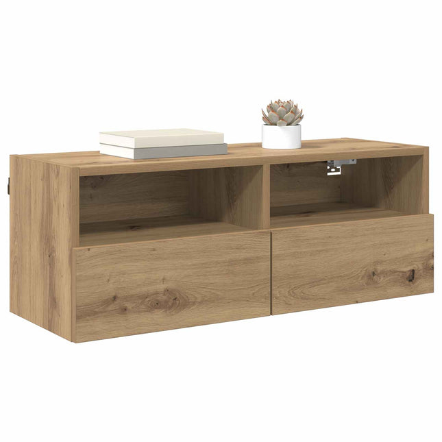 TV Væghylder Vægmonteret 2 pcs Artisan Egetræ 80 x 30 x 30 cm