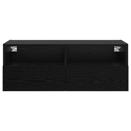 TV vægskab 80 x 30 x 30 cm Sort eg Konstrueret træ