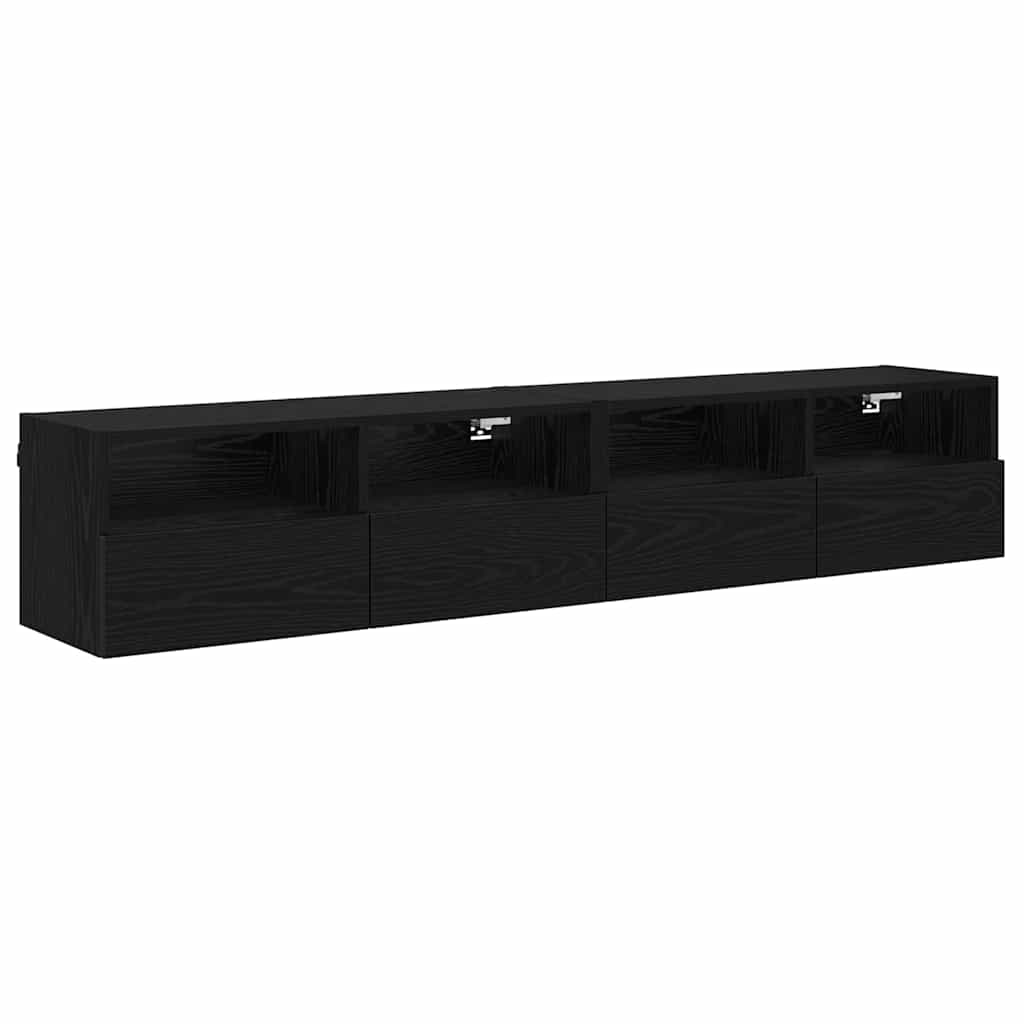 TV Væghylder 2 pcs Sort eg 80 x 30 x 30 cm Konstrueret træ