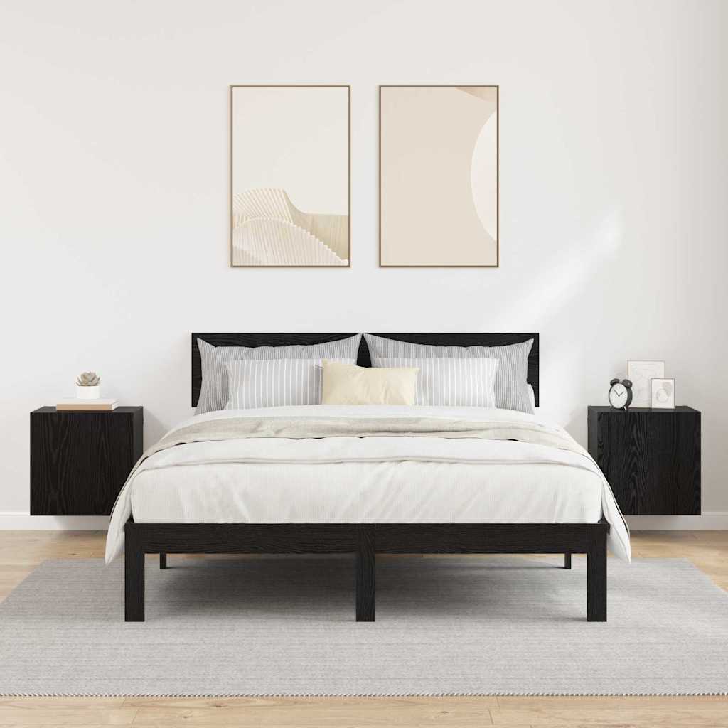 TV Væghylder 2 pcs Sort eg 40,5x30x40cm Konstrueret træ