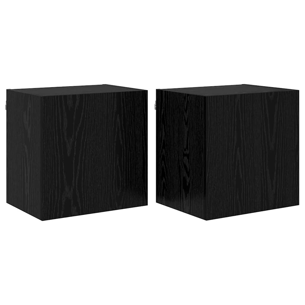 TV Væghylder 2 pcs Sort eg 40,5x30x40cm Konstrueret træ