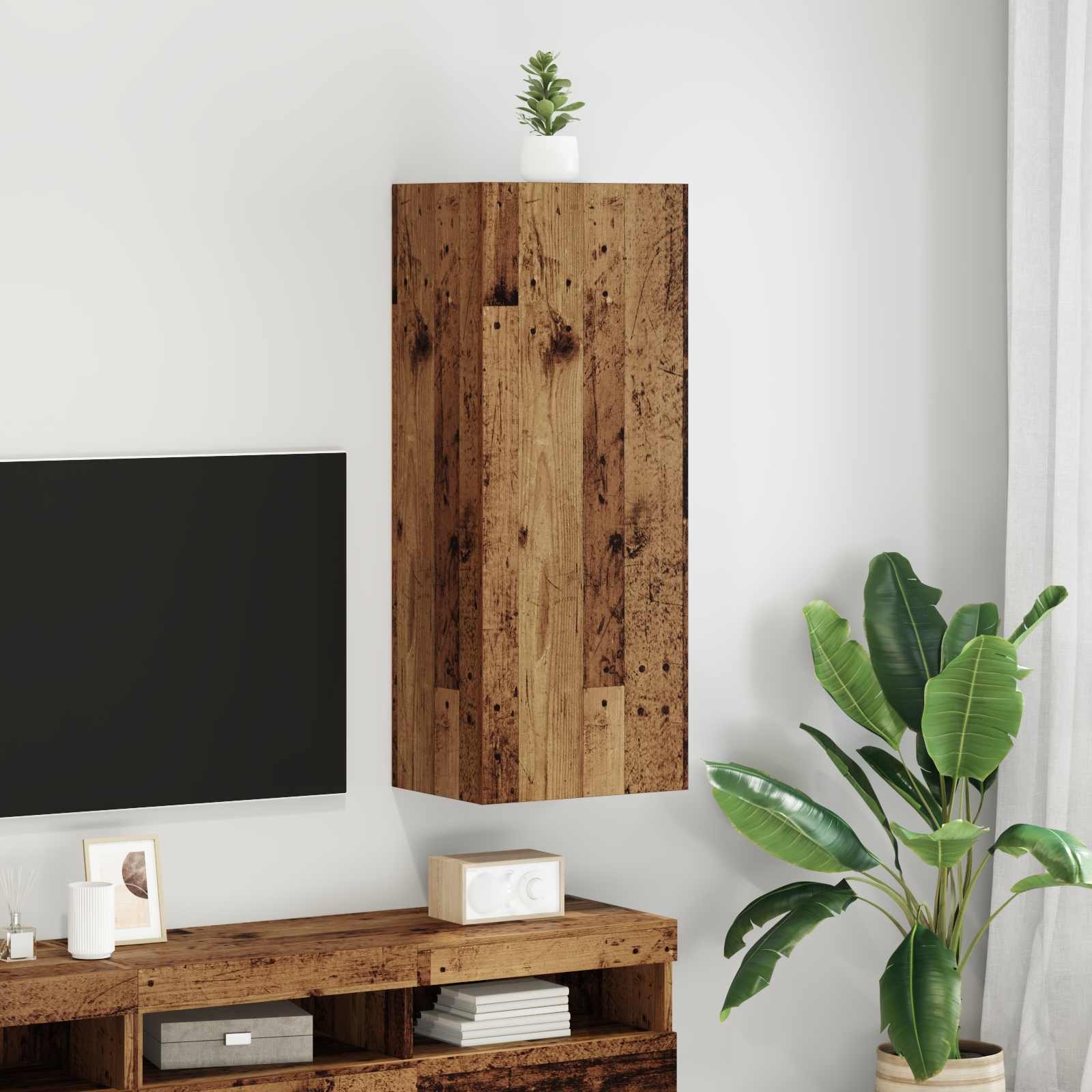 TV vægskab Gammelt træ 40,5 x 30 x 102 cm Konstrueret træ
