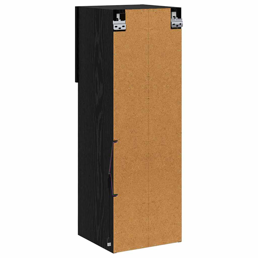 Væghængte TV skabe med LED 2 pcs Sort eg 30,5 x 30 x 90 cm