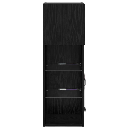 Væghængte TV skabe med LED 2 pcs Sort eg 30,5 x 30 x 90 cm