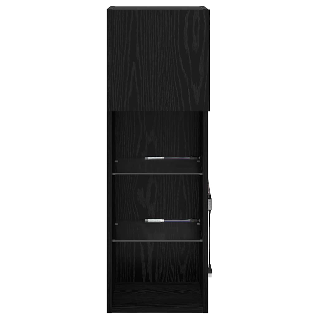 Væghængte TV skabe med LED 2 pcs Sort eg 30,5 x 30 x 90 cm