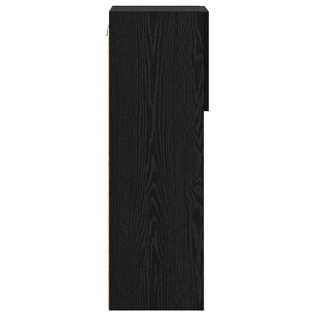Væghængte TV skabe med LED 2 pcs Sort eg 30,5 x 30 x 90 cm
