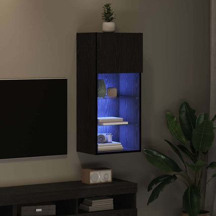 Væghængt TV Skab 40,5 x 30 x 90 cm Sort eg Konstrueret træ