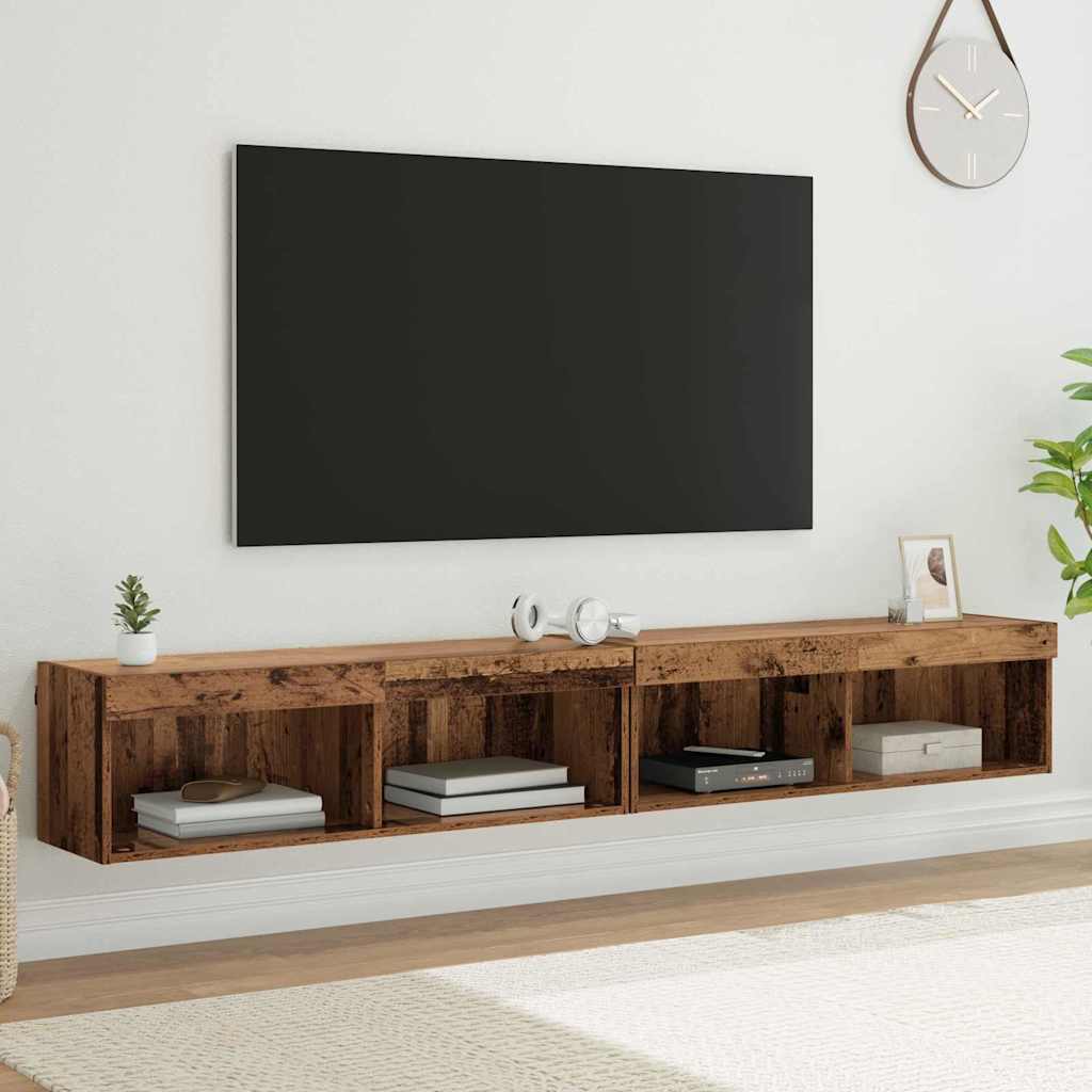 TV Væghylder Panama 2 pcs Gammelt træ 100 x 30 x 30 cm