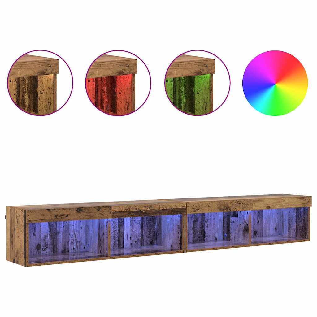 TV Væghylder Panama 2 pcs Gammelt træ 100 x 30 x 30 cm