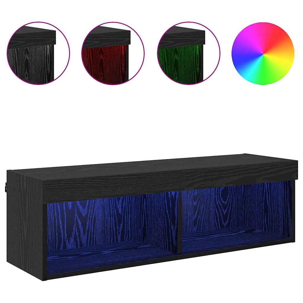 TV vægskab Panama Sort eg 100 x 30 x 30 cm Konstrueret træ