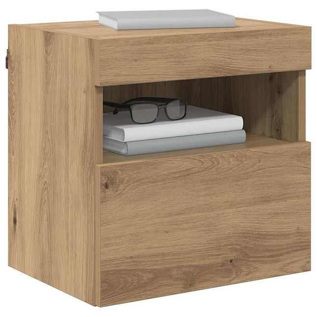 TV Væghylder med LED 2 pcs Artisan Egetræ 40 x 30 x 40 cm