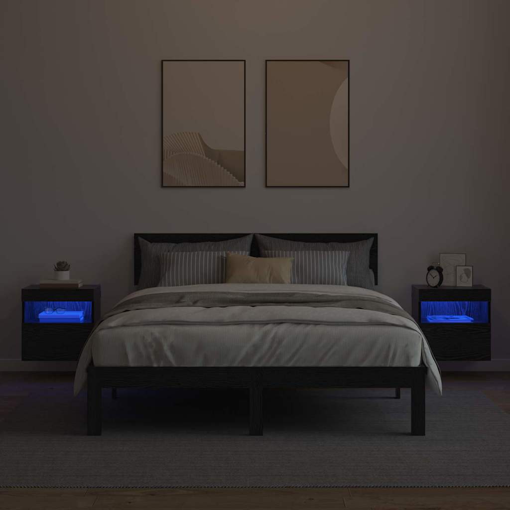 TV Væghylder 2 pcs Sort eg 40 x 30 x 40 cm Konstrueret træ