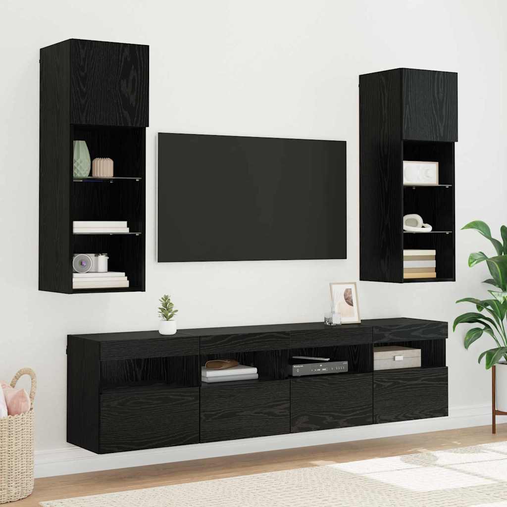 TV Væghylder 2 pcs Sort eg 40 x 30 x 40 cm Konstrueret træ