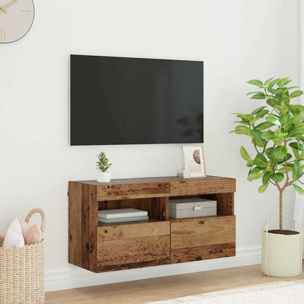 TV vægskab 80 x 30 x 40 cm Gammelt træ Konstrueret træ