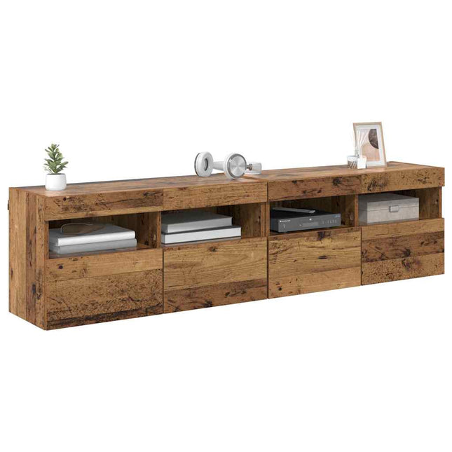 TV Væghylder 2 pcs Gammelt træ 80 x 30 x 40 cm Konstrueret træ