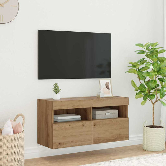TV vægskab 80 x 30 x 40 cm Artisan Egetræ Konstrueret træ