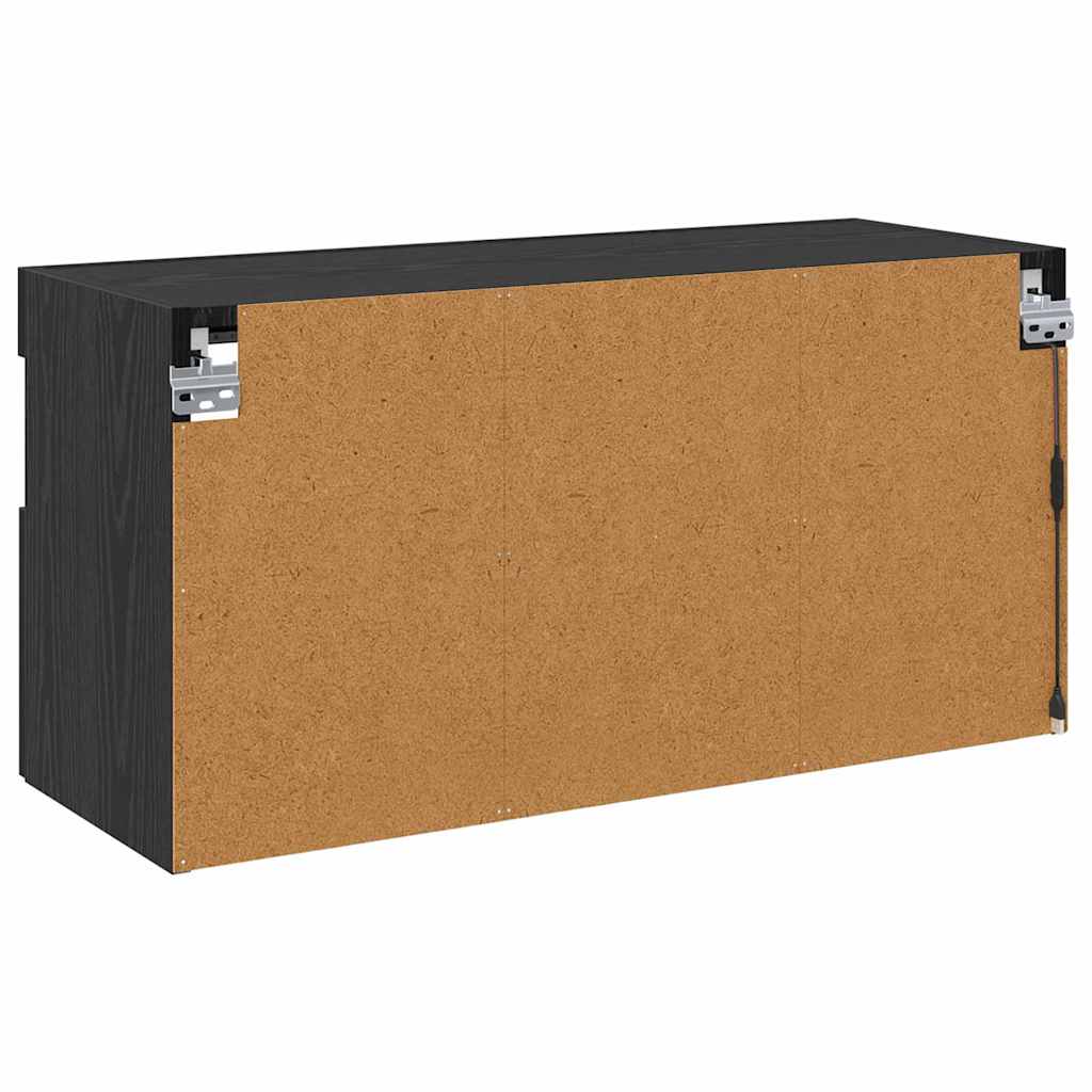 TV vægskab Vægmonteret Sort eg 80 x 30 x 40 cm Konstrueret træ