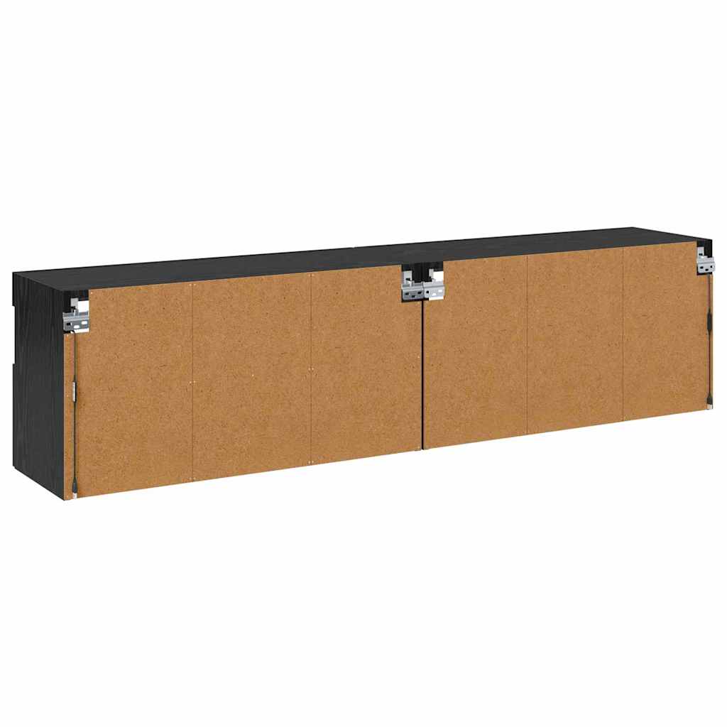 TV Væghylder 2 pcs Sort eg 80 x 30 x 40 cm Konstrueret træ