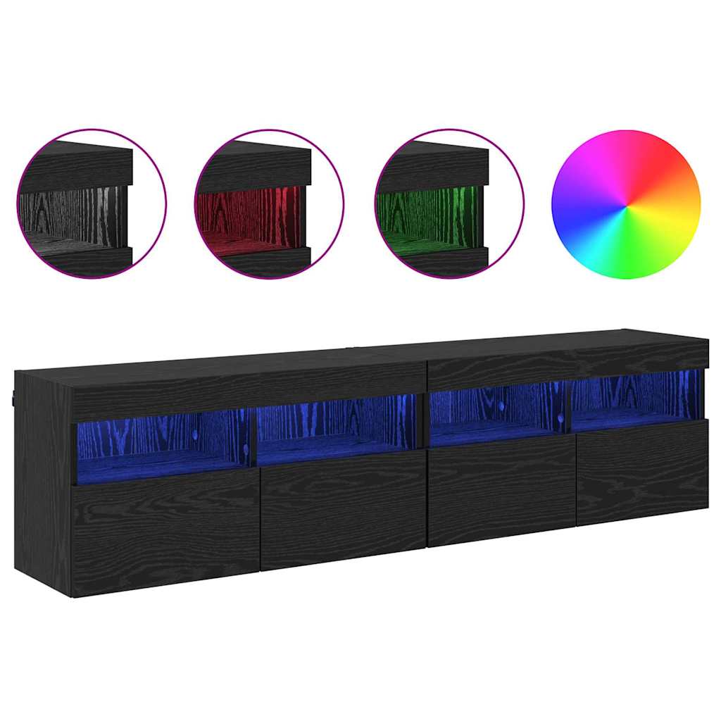 TV Væghylder 2 pcs Sort eg 80 x 30 x 40 cm Konstrueret træ