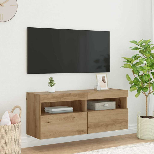 TV vægskab 100 x 30 x 40 cm Artisan Egetræ Konstrueret træ