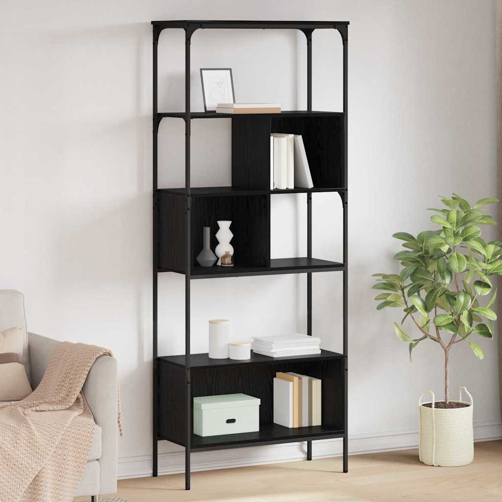 vidaXL Bogreol 7 niveauer 76 x 33 x 188,5 cm Konstrueret træ Sort eg