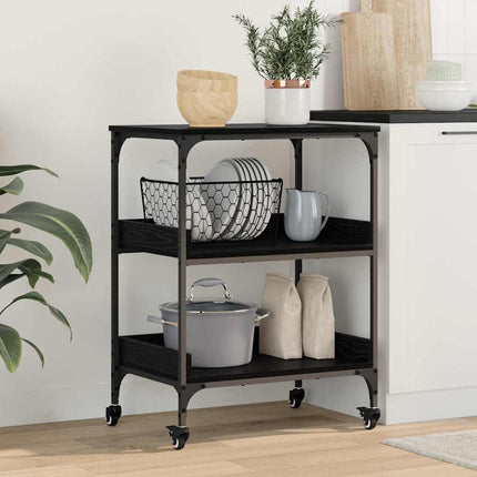 Køkkenvogn Sort eg 60 x 41 x 80.5 cm Konstrueret træ