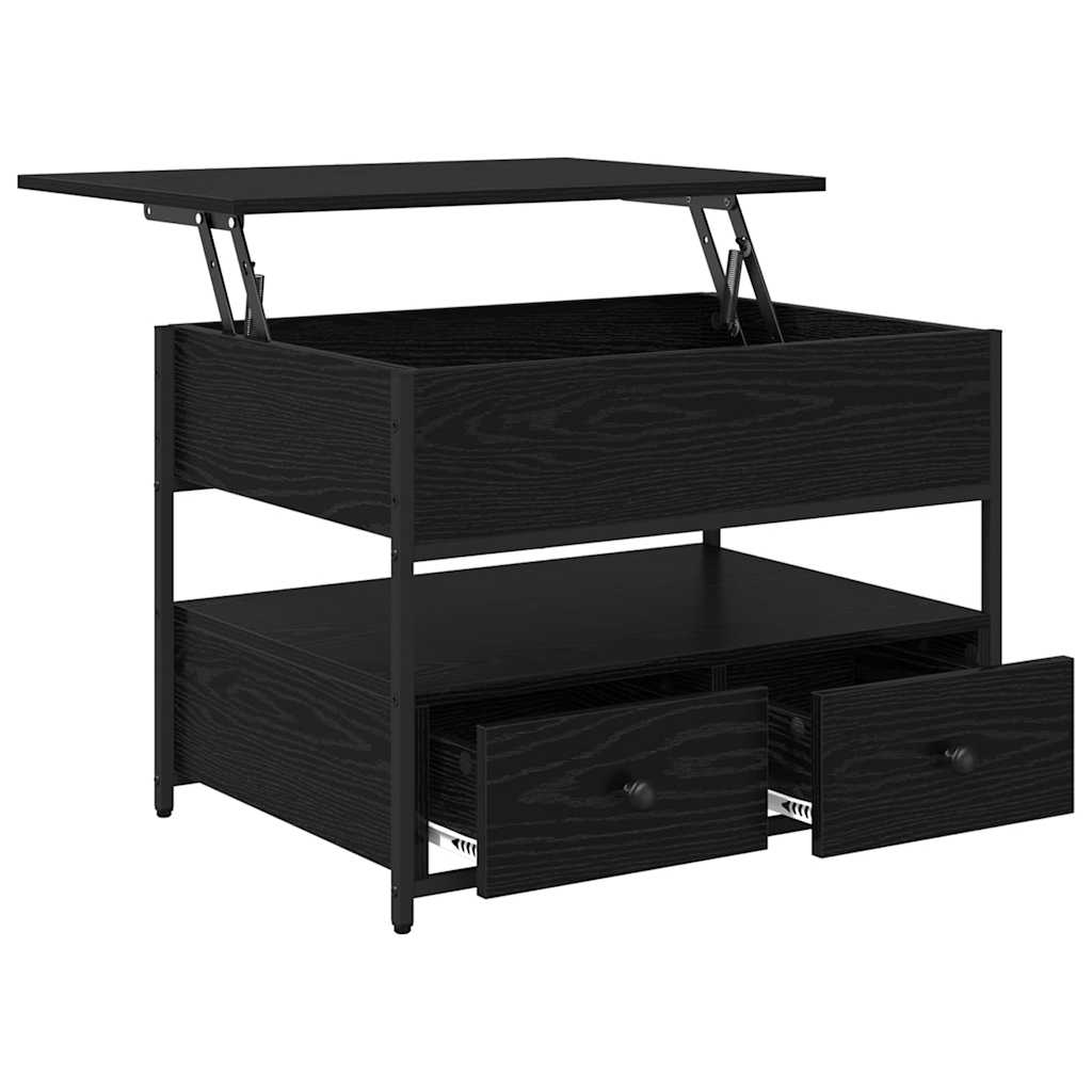 Sofabord med skuffe Sort eg 70 x 50 x 54,5 cm Konstrueret træ