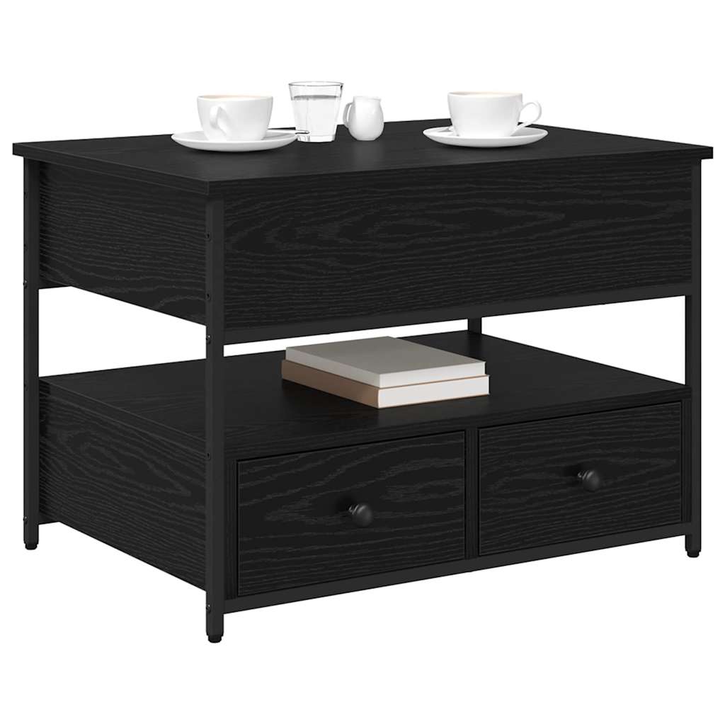 Sofabord med skuffe Sort eg 70 x 50 x 54,5 cm Konstrueret træ