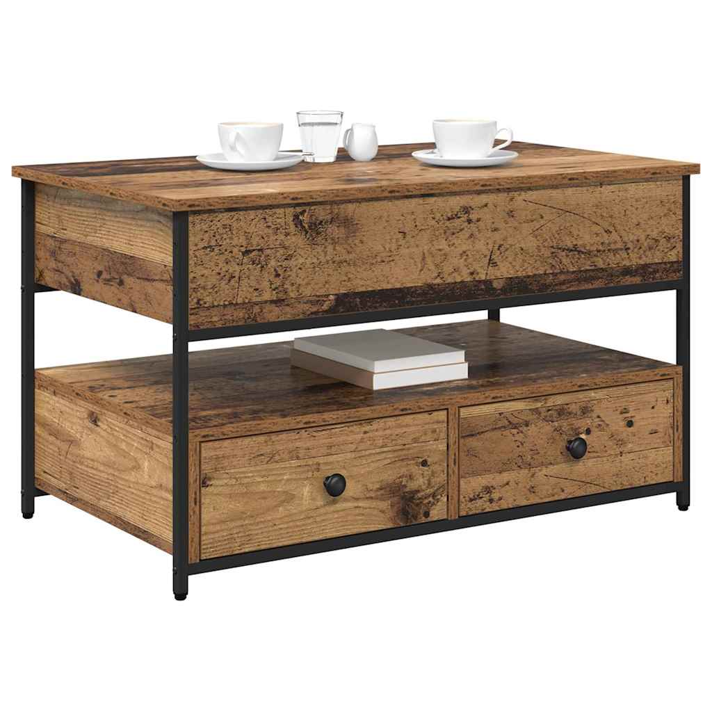 Sofabord med skuffe Gammelt træ 85 x 50 x 50 cm Konstrueret træ